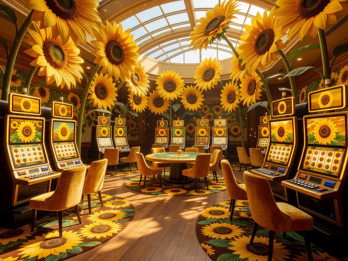 A dazzling Sunflower Meadow social casino parlor.