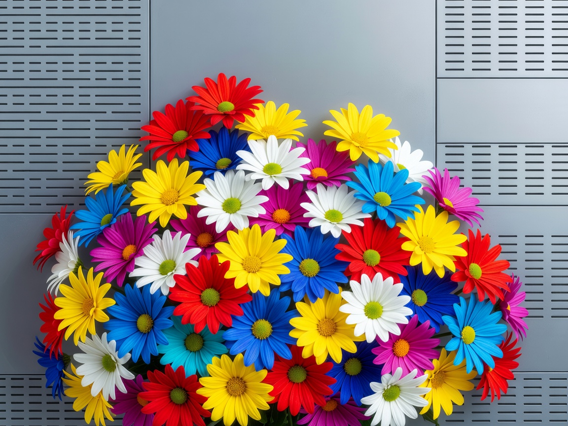 Bright colorful daisies and slot design background.