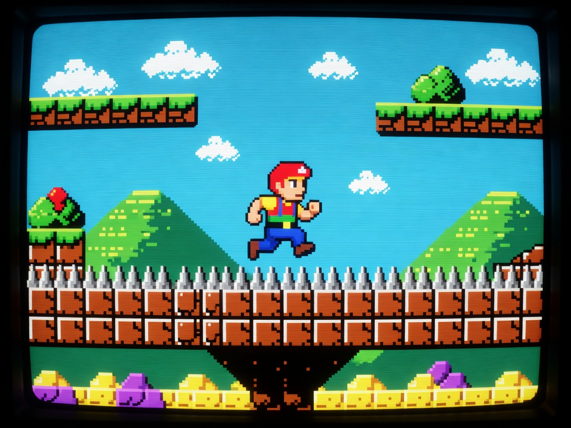 Vintage retro console game design graphics.